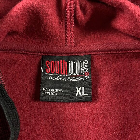 Vintage Southpole Hoodie Men's Medium Red Full Zip Y2K Hooded Sweatshirt - Picture 6 of 13